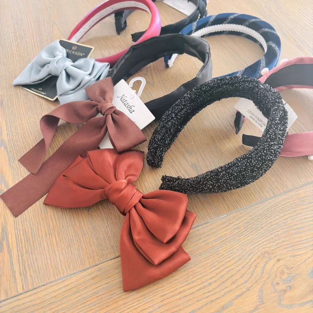 9‎ Piece Women’s Hair Accessory Lot New Pink Black Blue Brown Gray Hearts Bows